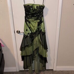 Elegant (goth) Green and Black Strapless Dress perfect for prom.